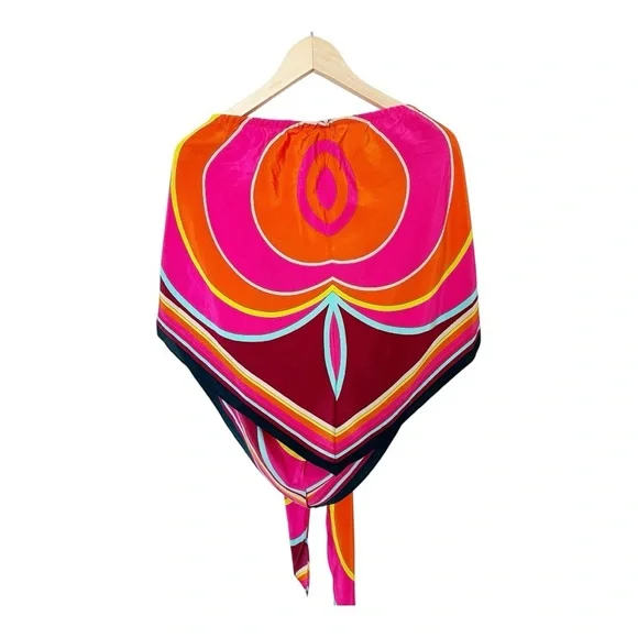 Trina Turk Marine Vibrant Halter Top with Scarf Tie Size XXL